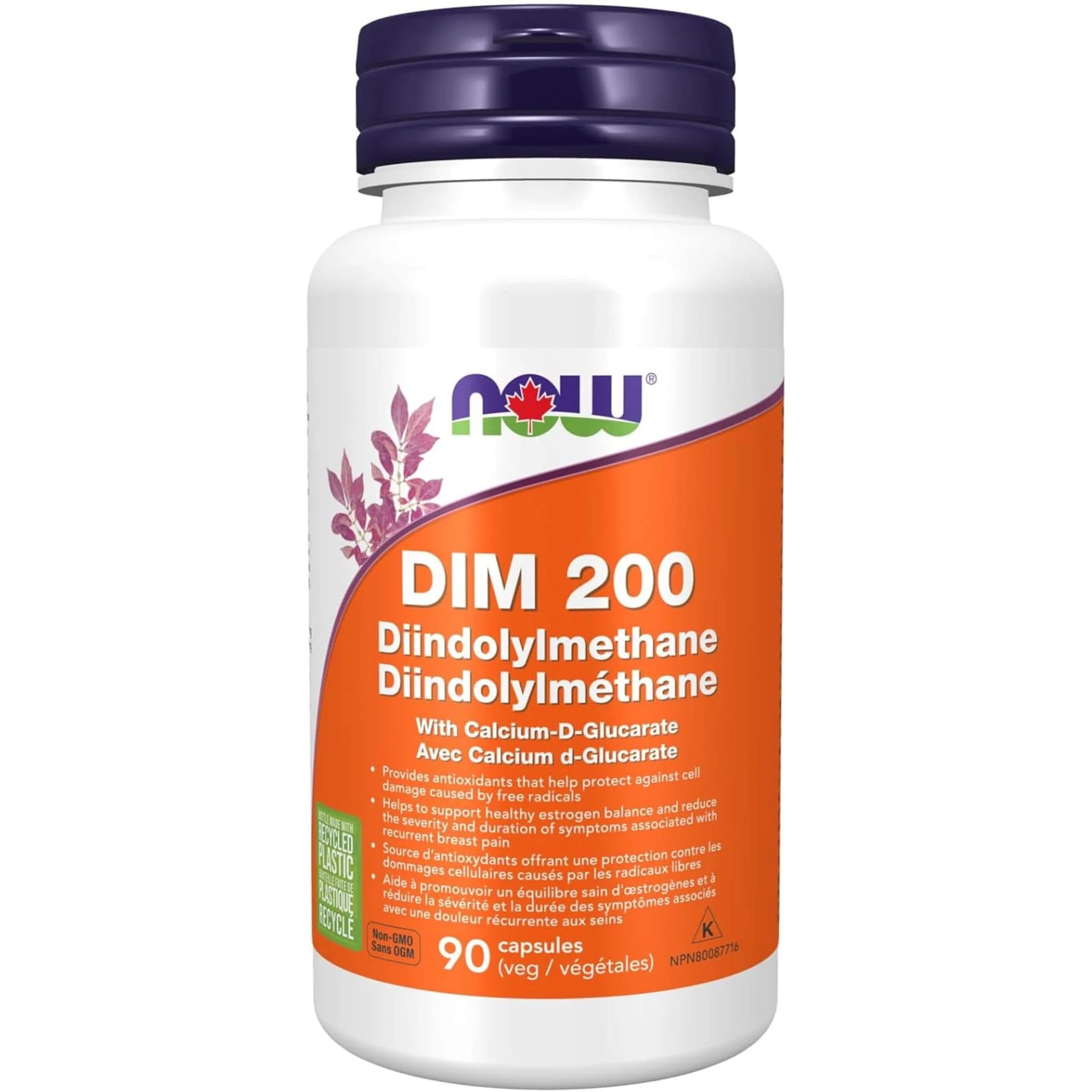 NOW DIM, 200mg, Diindolylmethane with Calcium d-Glucarate, 90 Vegetable Capsules - Image 2