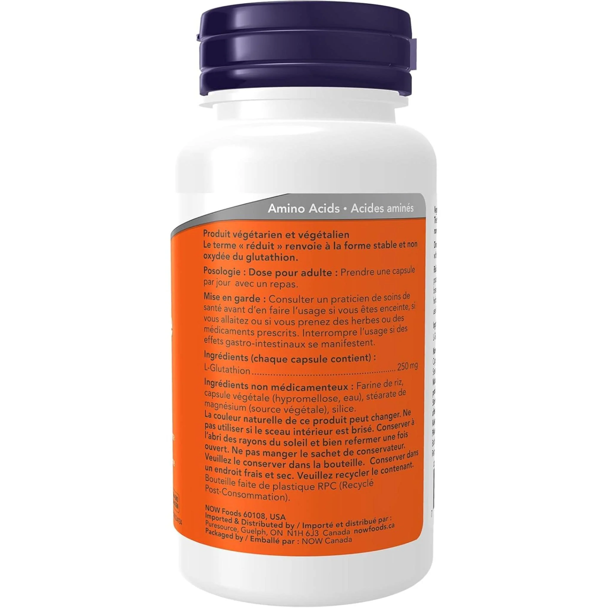 NOW Glutathione 250mg, 60 Vegetable Capsules - Image 4