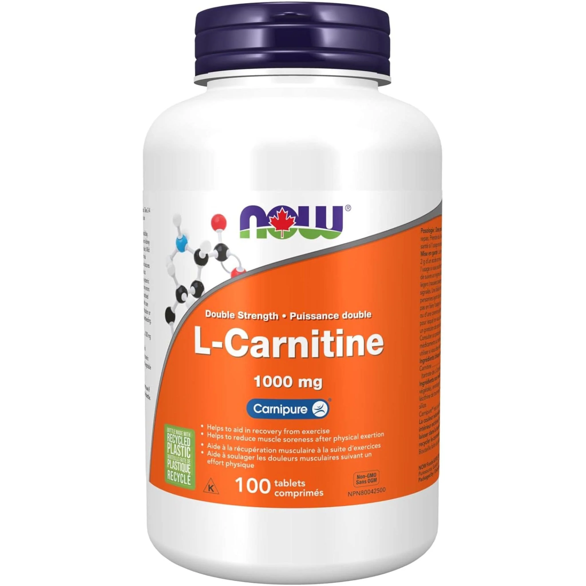 NOW L-Carnitine 1000mg (Double Strength Carnipure), 100 Tablets