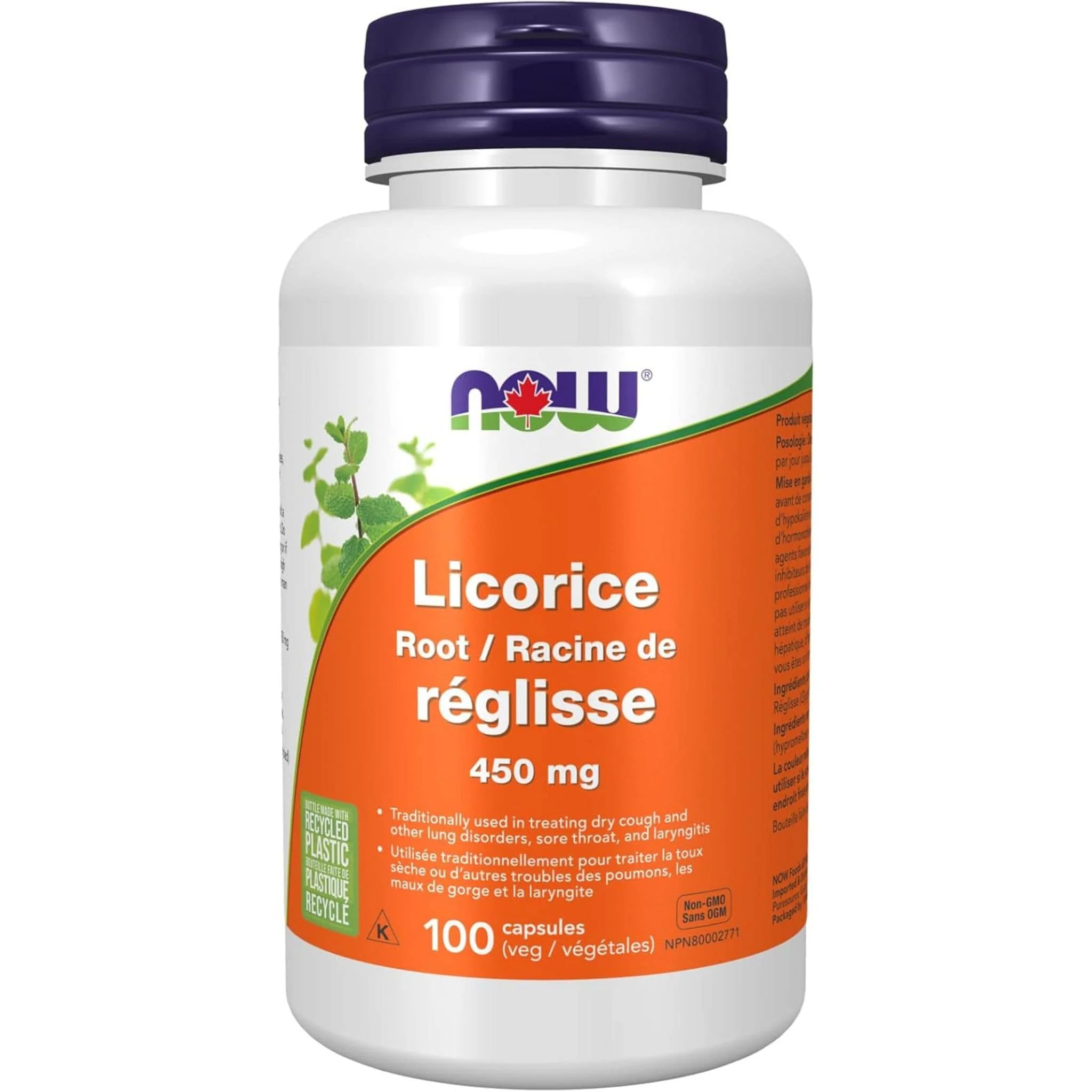 NOW Licorice Root 450mg, Used for Treating Dry Cough and other Lung Disorders and Sore Throat,, 100 Vegetable Capsules - Image 2