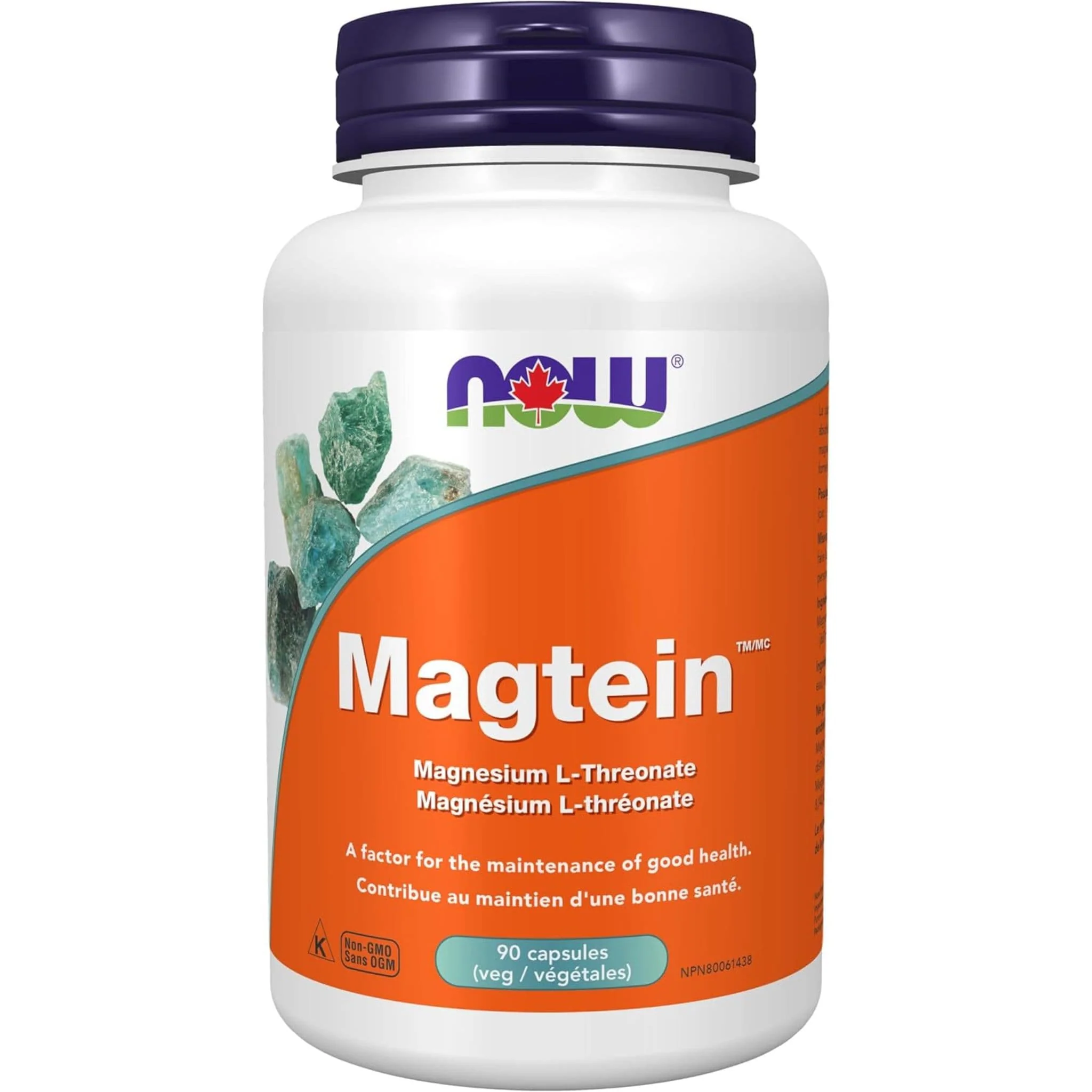 NOW Magtein Magnesium L-Threonate, 90 Vcaps