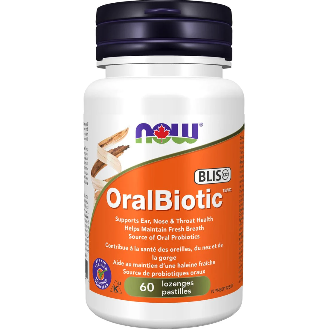 NOW OralBiotic Ear, Nose and Throat Priobiotic Lozenges, 60 Lozenges