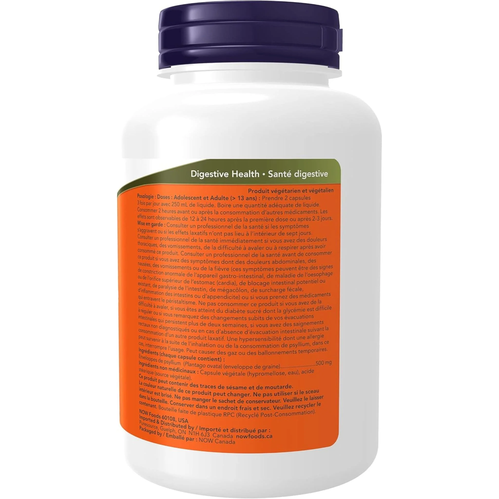 NOW Psyllium Husk Caps 500mg Capsules - Image 3