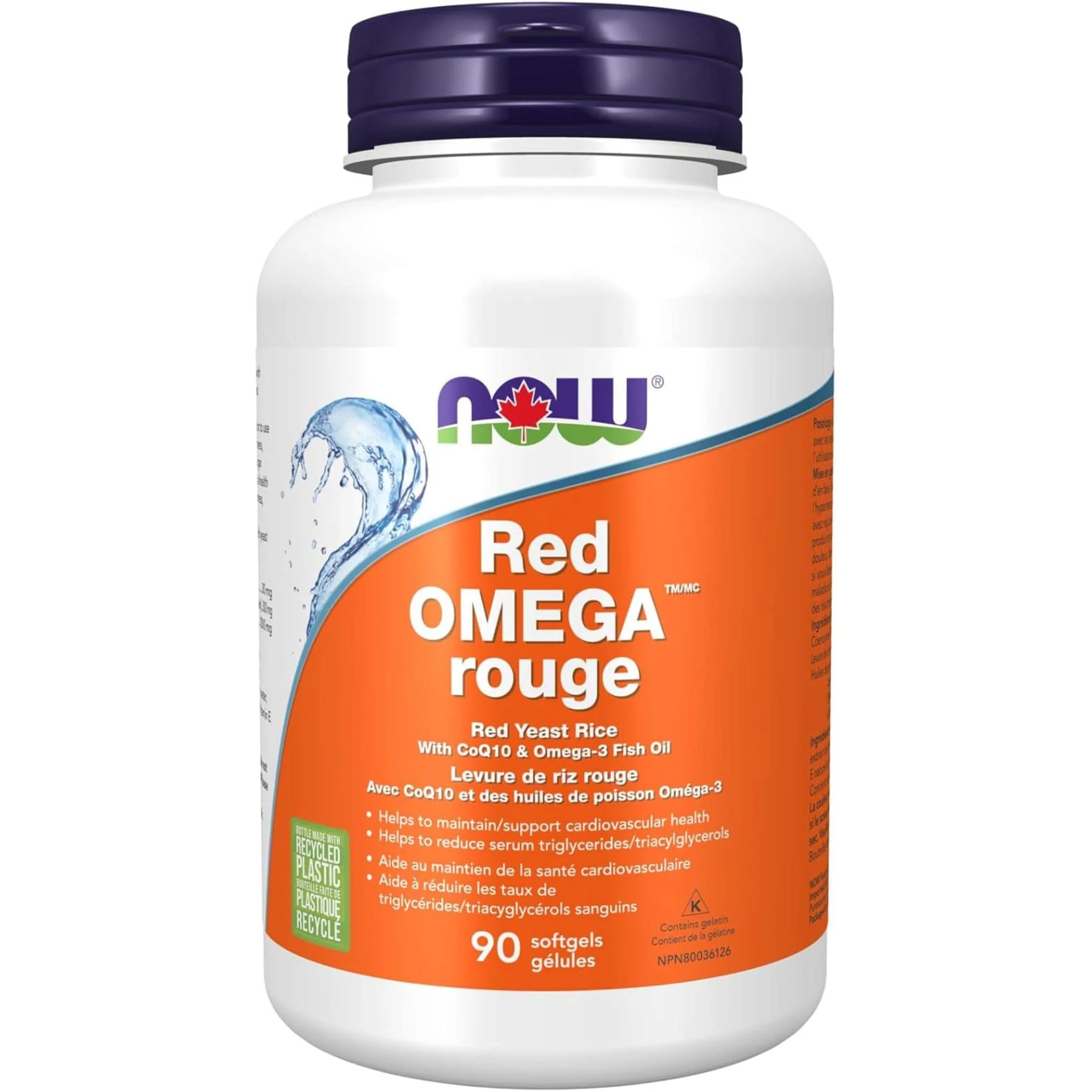 NOW Red Omega with 300mg Red Yeast Rice + CoQ10 + Omega-3, 90 Softgels - Image 2