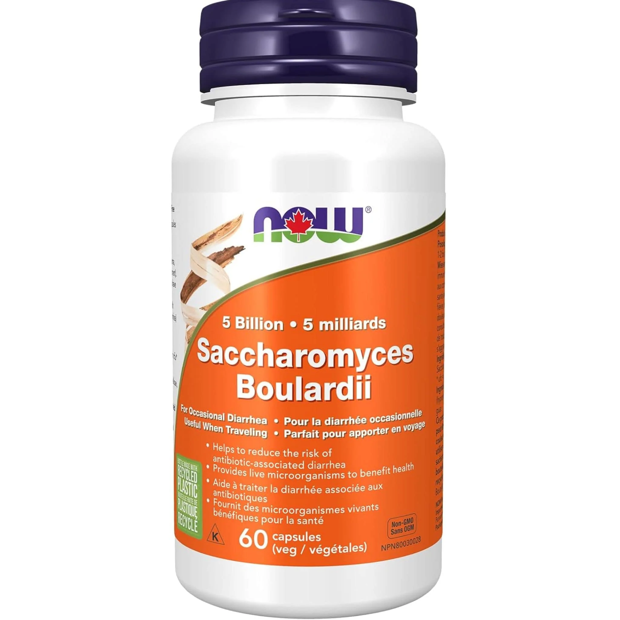 NOW Saccharomyces Boulardii (Diarrhea Relief), 5 Billion, 60 Vcaps