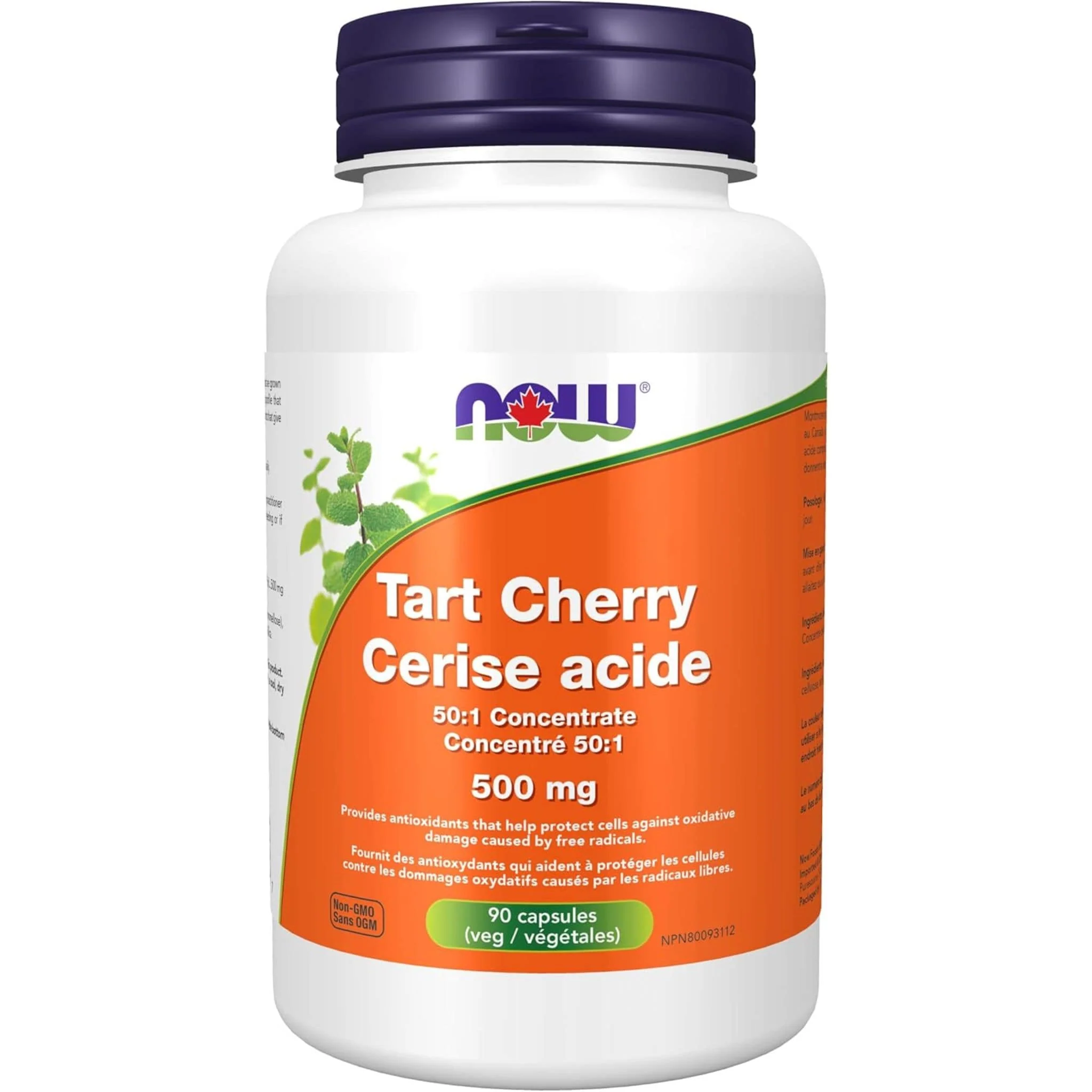 NOW Tart Cherry Concentrate 500mg, 90 Vegetable Capsules - Image 2
