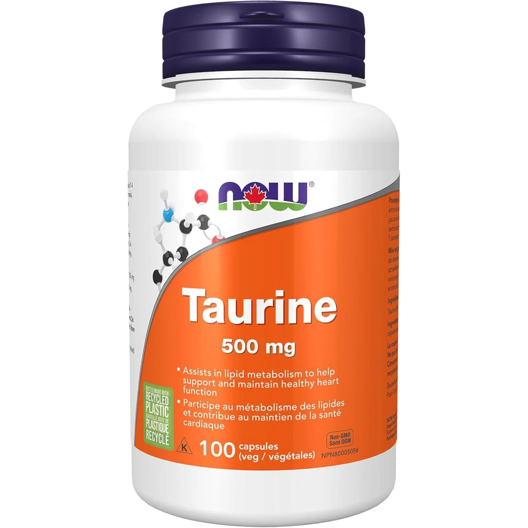 NOW Taurine 500mg, 100 Capsules