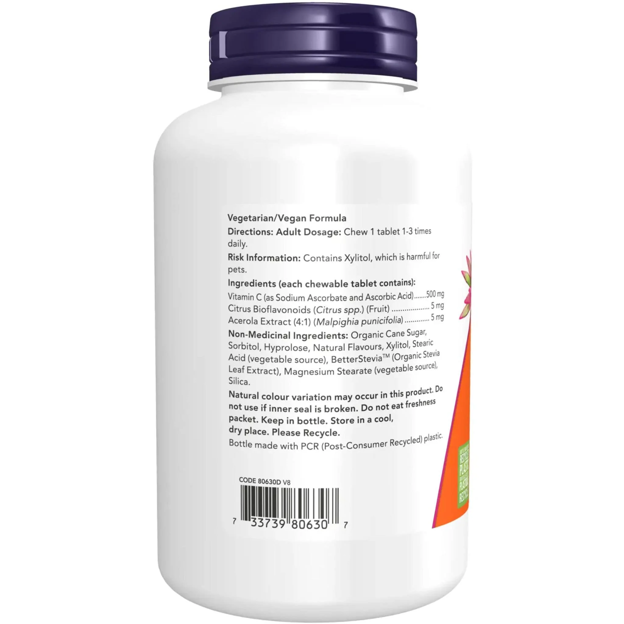NOW C-500 (500mg Chewable Vitamin C), 100 Chewable Tablets - Image 3