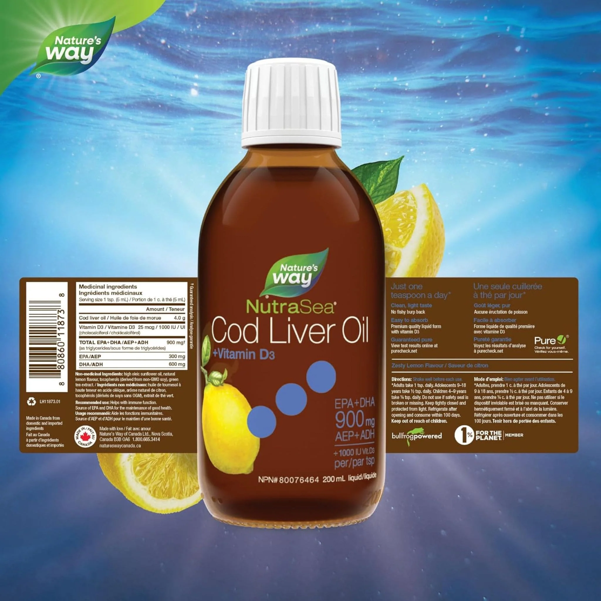NutraSea+D Cod Liver Oil with Vitamin D, 200ml - Image 2
