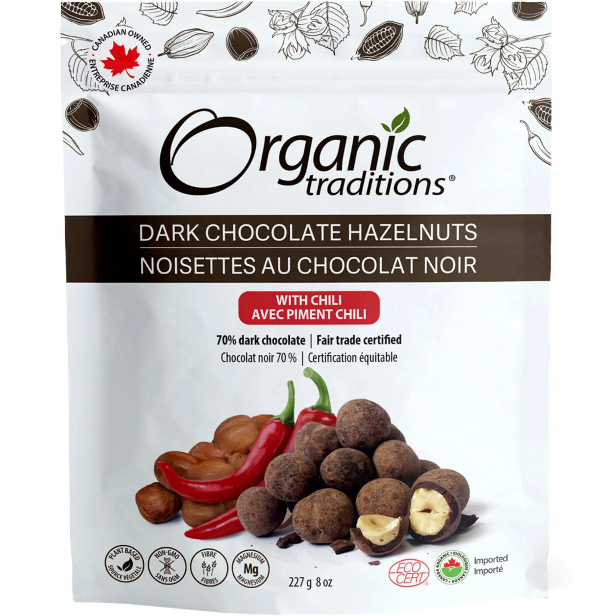 Organic Traditions Organic Dark Chocolate Covered Hazelnuts with Chili - Image 3