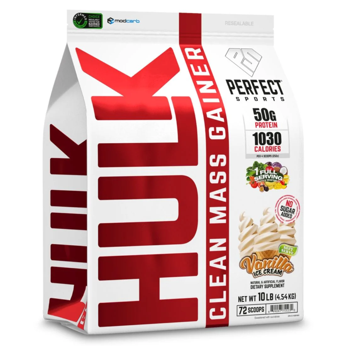 Perfect Sports Hulk Clean Mass Gainer, All-In-One Weight Gainer, No Added Sugar