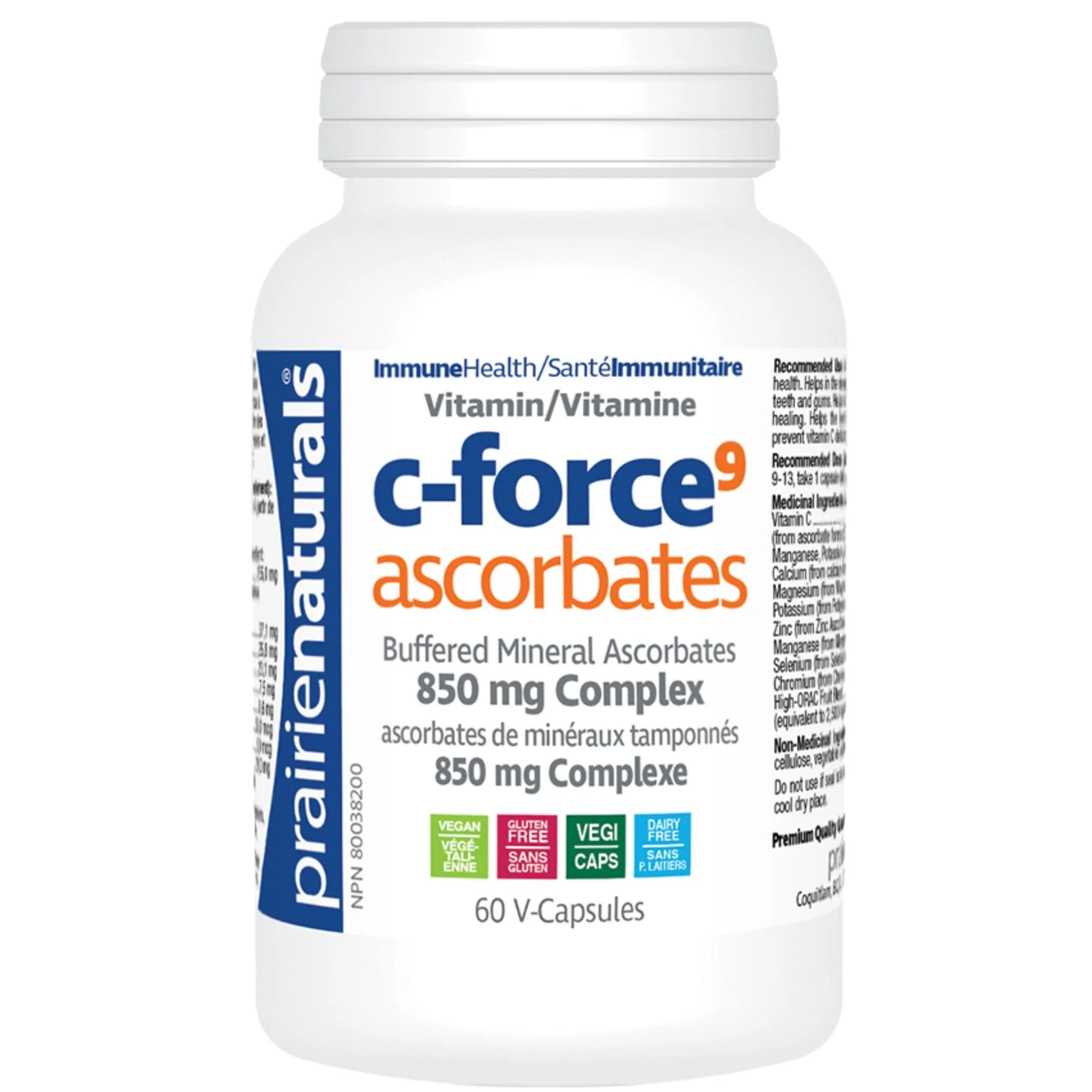 Prairie Naturals Vitamin C Force 850mg, Ascorbate with Fruit Blend, 60 Vegetable Capsules