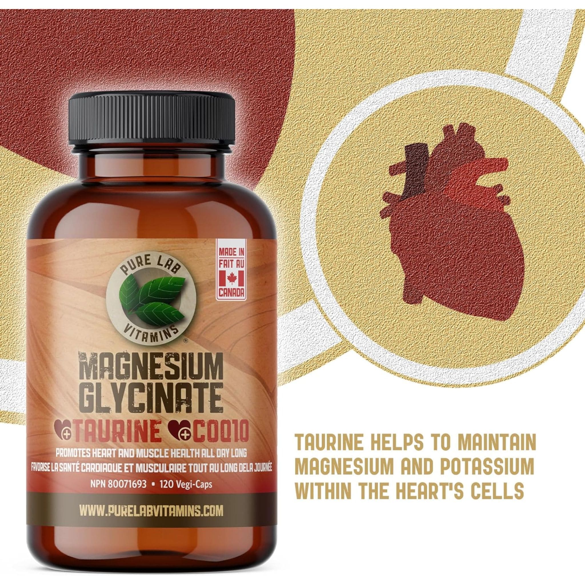 Pure Lab Vitamins Magnesium + Taurine + CoQ10, 120 Capsules - Image 6