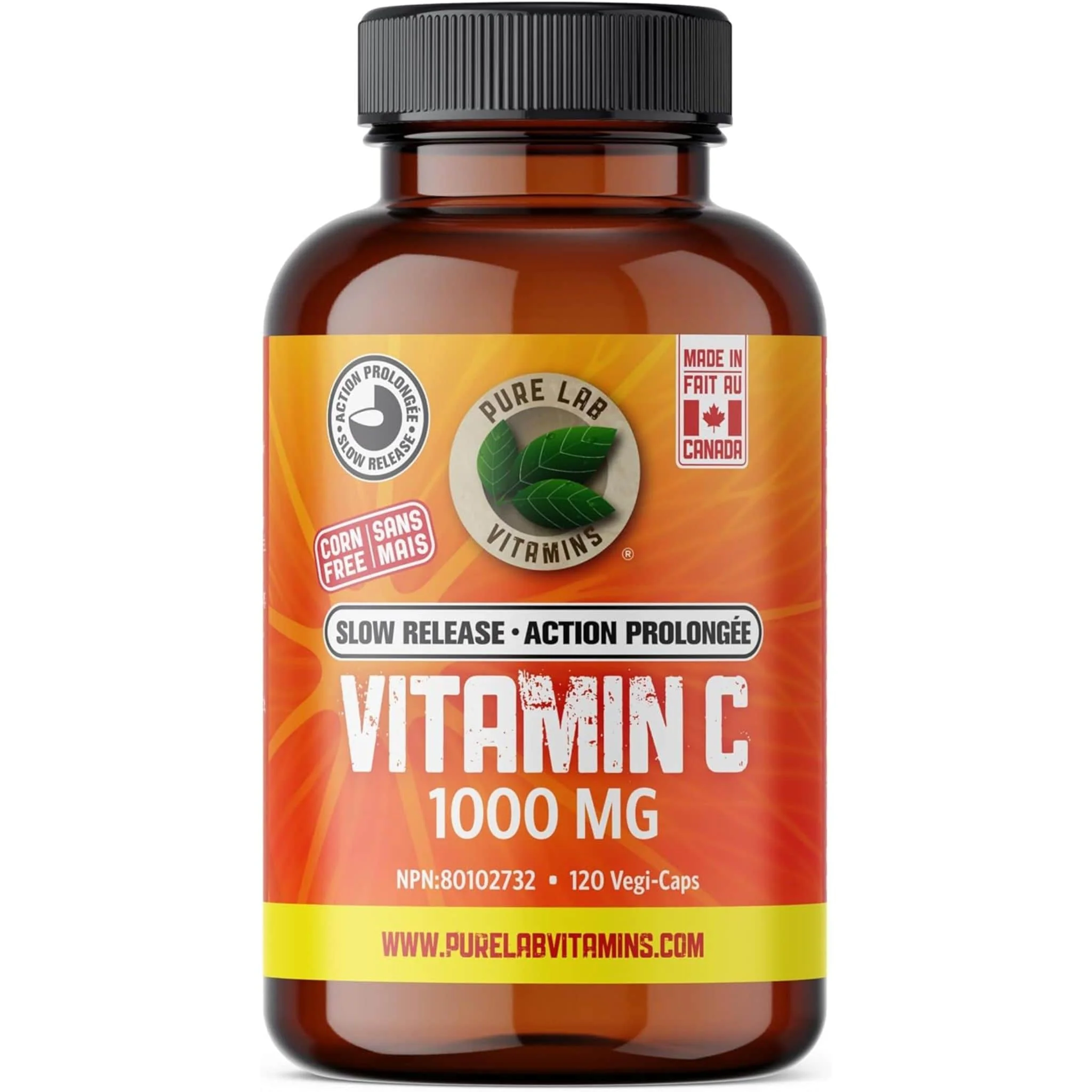 Pure Lab Vitamins Vitamin C 1000mg Slow Release, 120 Capsules