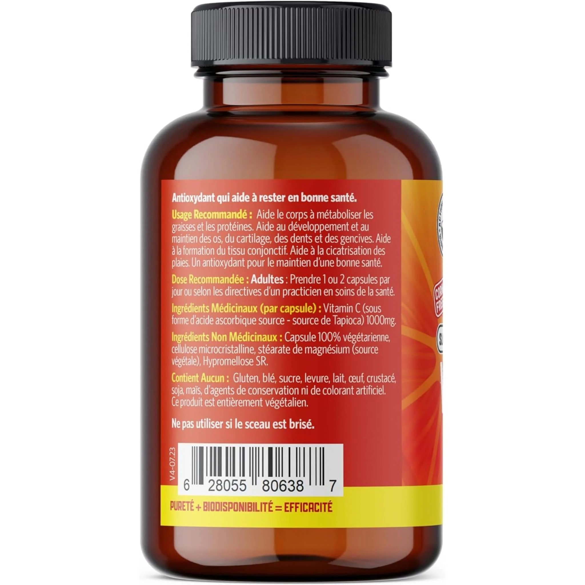 Pure Lab Vitamins Vitamin C 1000mg Slow Release, 120 Capsules - Image 2