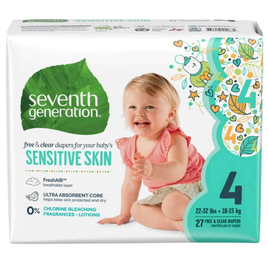 Seventh Generation Free & Clear Baby Diapers, Ultra Absorbent, Sizes 1-6, No chlorine bleaching, lotions or fragrances added - Image 8