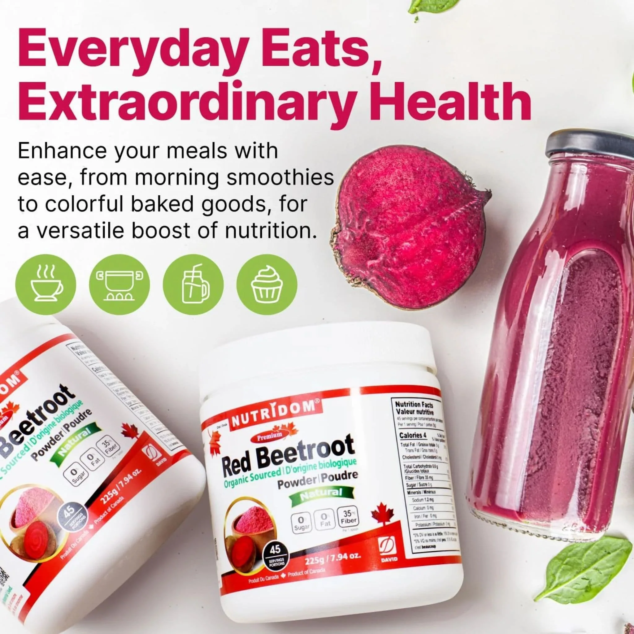 Nutridom Red Beetroot Powder, Supports Cardiovascular Health, 225g - Image 4