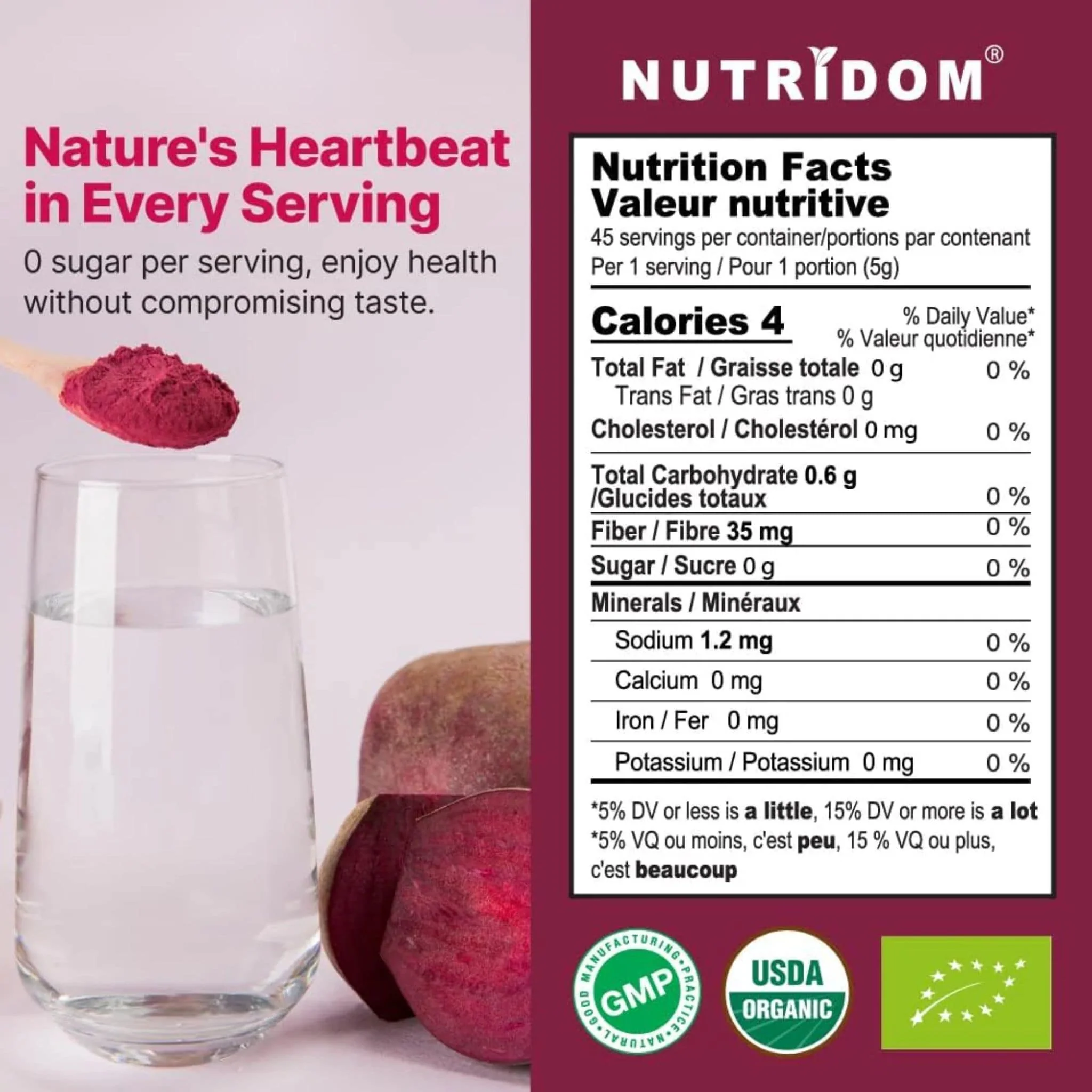 Nutridom Red Beetroot Powder, Supports Cardiovascular Health, 225g - Image 7