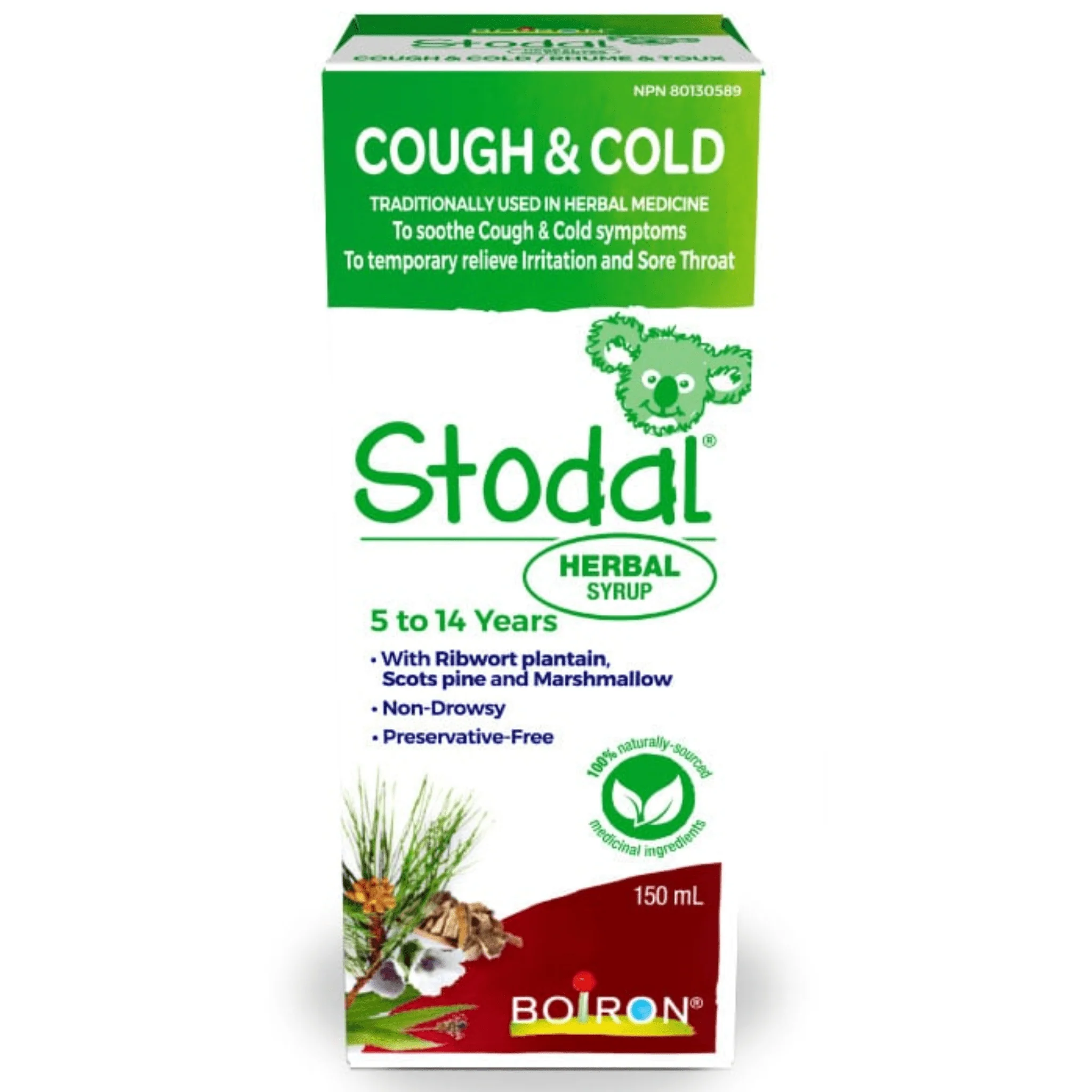 Boiron Stodal Herbal Syrup, Soothe and Relieve Cold and Cough, Dry Coughs and Throat Irritation, Support Treatment of Upper Respiratory Infections, Age 5-14 Years, 150ml