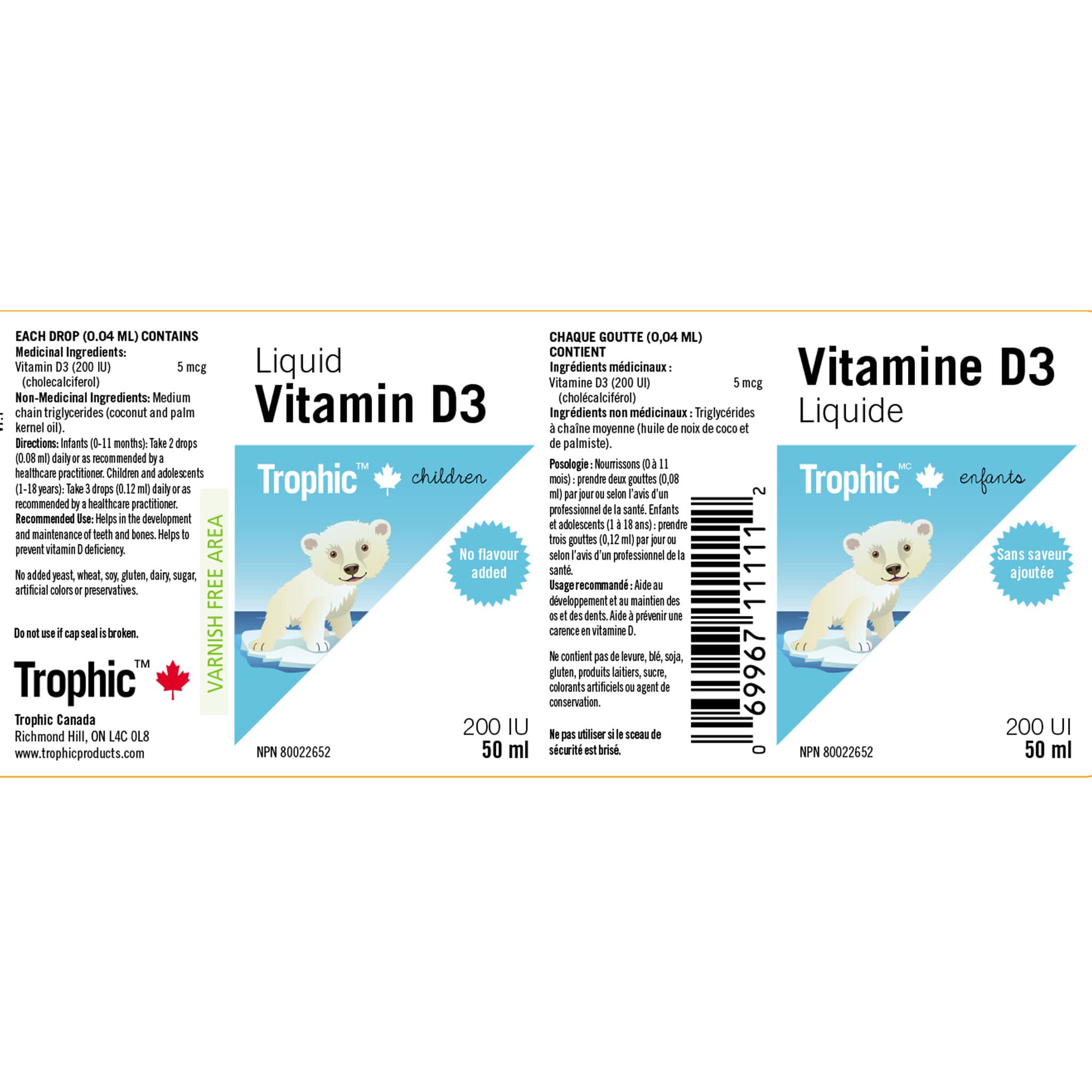 Trophic Children's Liquid D3 200IU, 50ml - Image 2