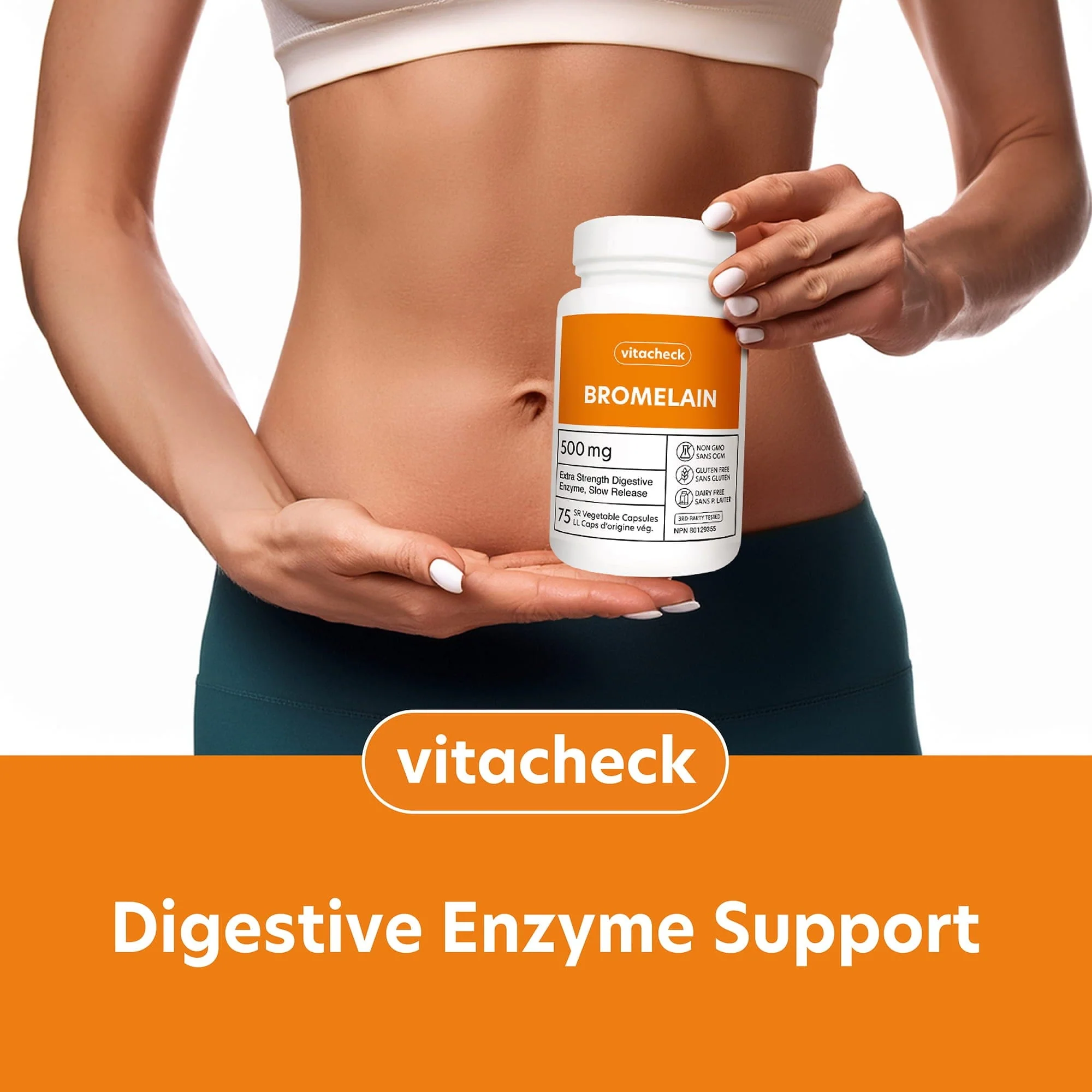 Vitacheck Bromelain 500mg Extra Strength, 2400 GDU/g, Digestive Enzyme From Pineapple, 75 Slow Release Vegetable Capsules CLEARANCE 25% Off Exp 9/28 Final Sale - Image 3
