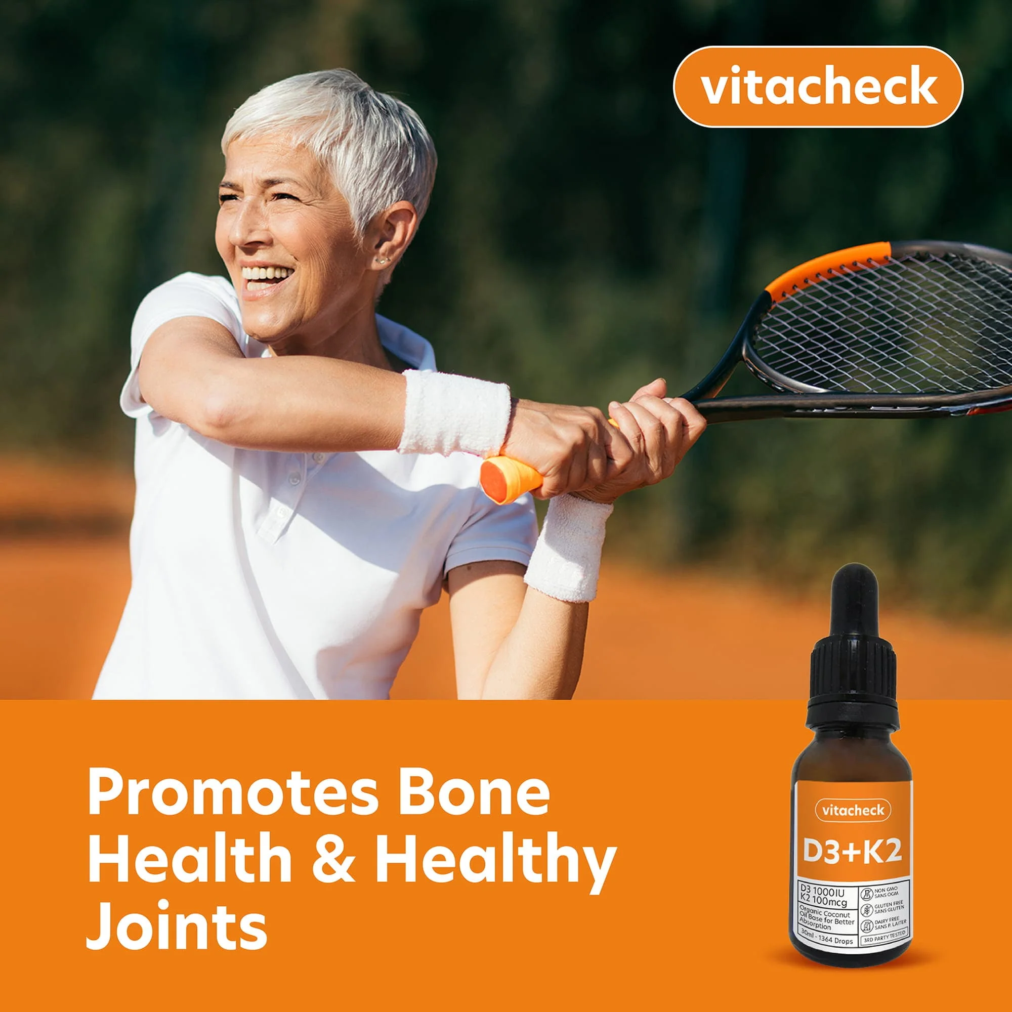 Vitacheck Vitamin D3 + K2 Liquid Drops in Organic MCT Oil, Vitamin D3 1000IU and K2 100mcg, 1364 Drops, 30ml - Image 5