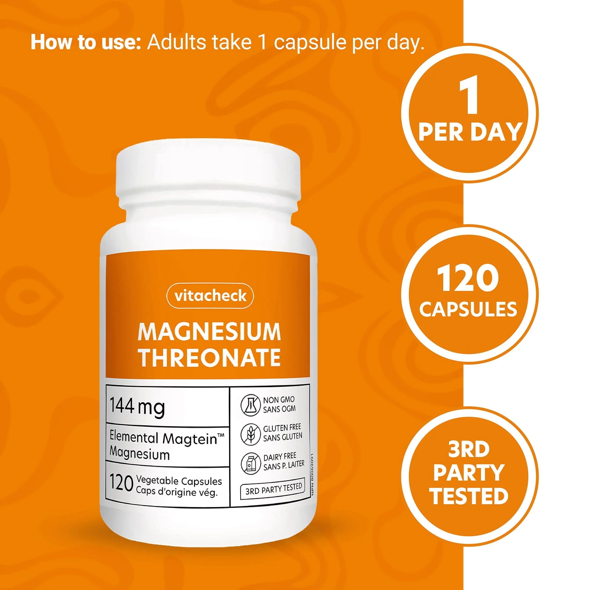 Vitacheck Magnesium Threonate 667mg Magtein, Enhances Cognitive Function, Supports Learning, Memory, Brain Health, 120 Vegetable Capsules CLEARANCE 25% Off Expiry May 2028 Final Sale - Image 4