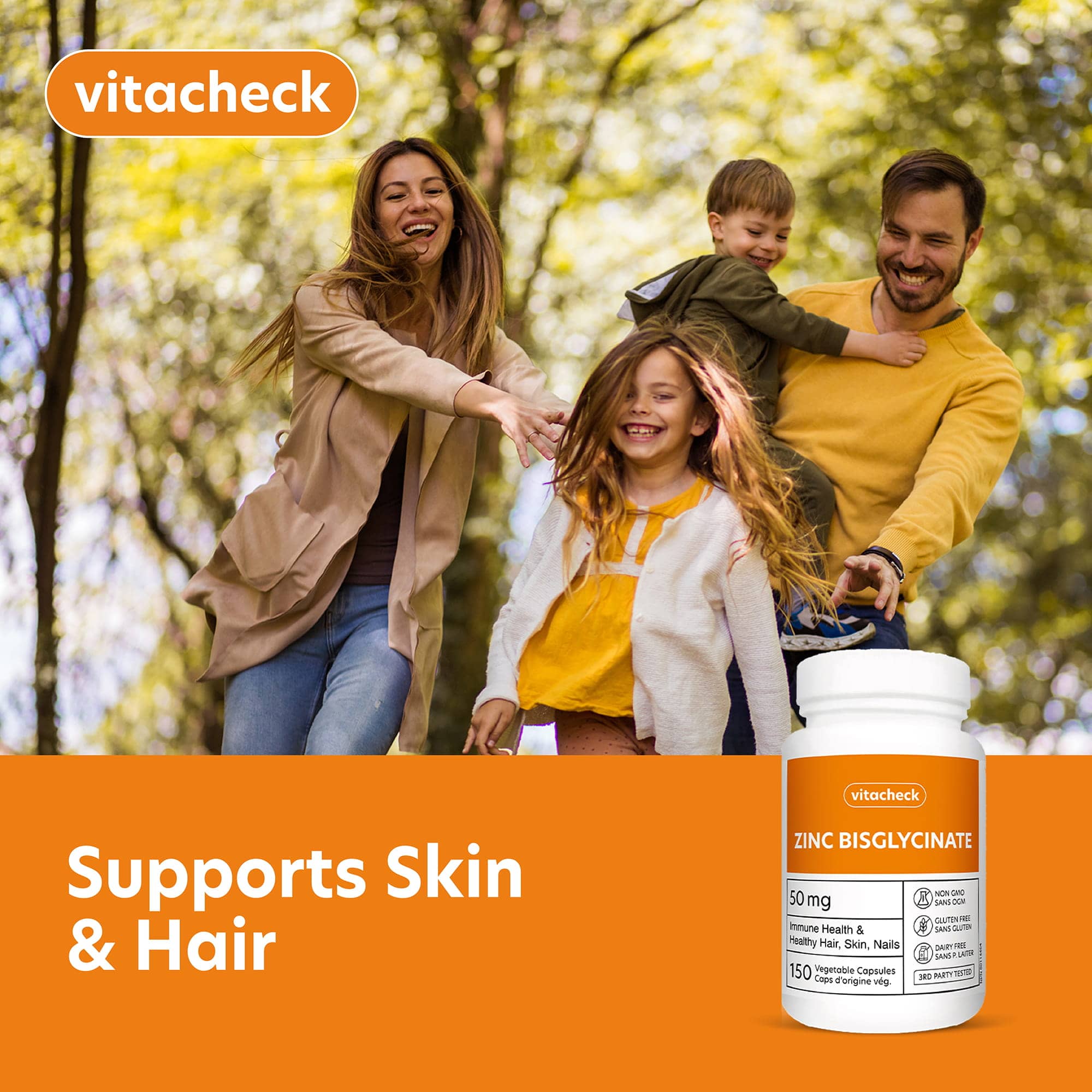 Vitacheck Zinc Bisglycinate 50mg, Chelated, Supports Immune Health, Skin, Hair and Wound Healing, 150 Vegetable Capsules CLEARANCE 25% Off Exp 5/28 Final Sale - Image 6