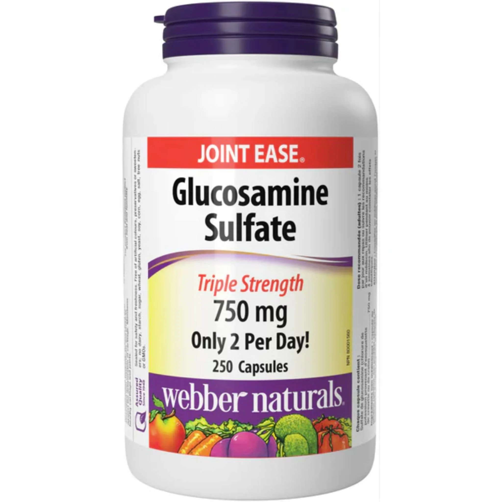 Webber Naturals Glucosamine Sulfate 750mg, Triple Strength, 250 Capsules