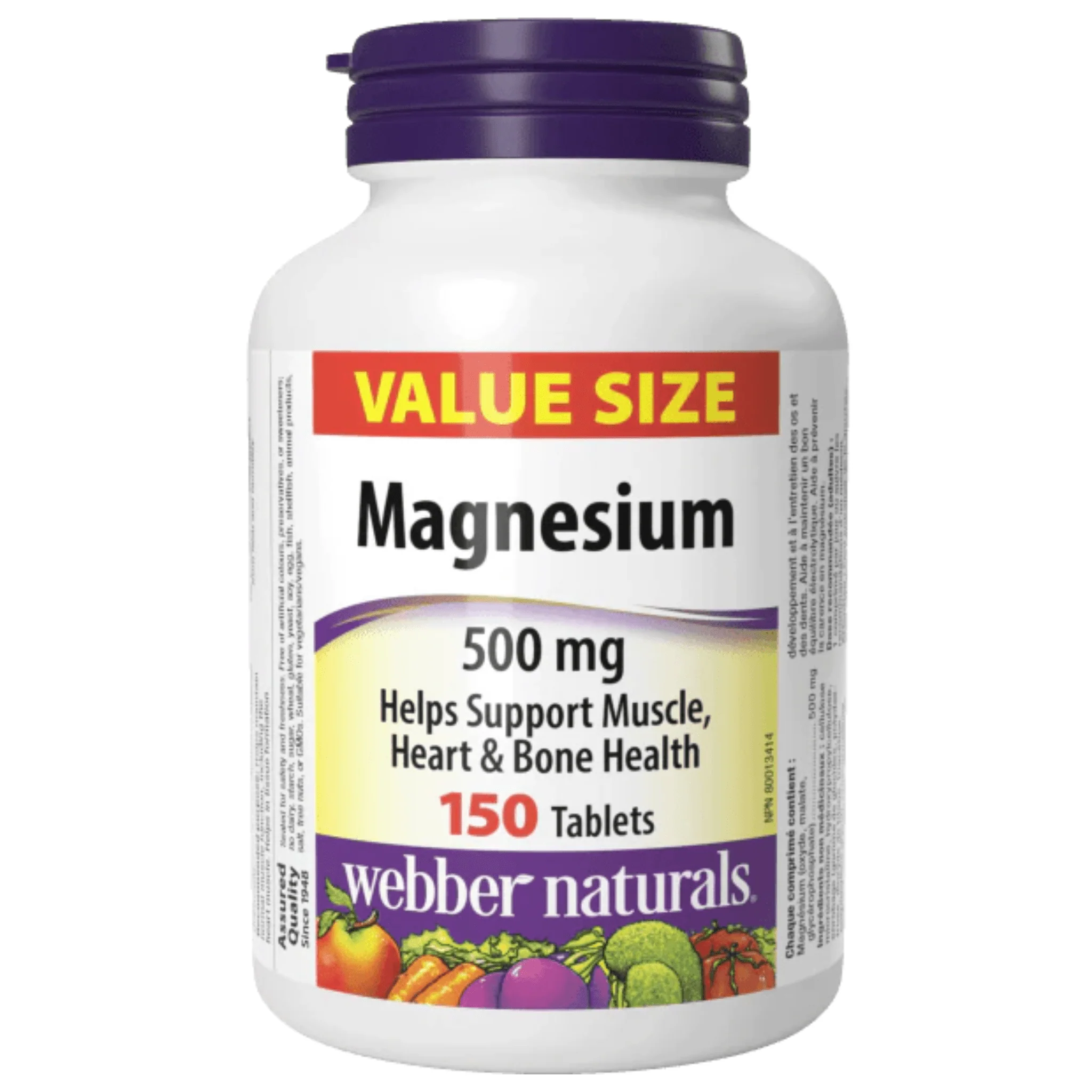 Webber Naturals Magnesium 500mg, Chelated for Enhanced Absorption, Supports Healthy Bones and Muscle Function, 60-150 Tablets - Image 7