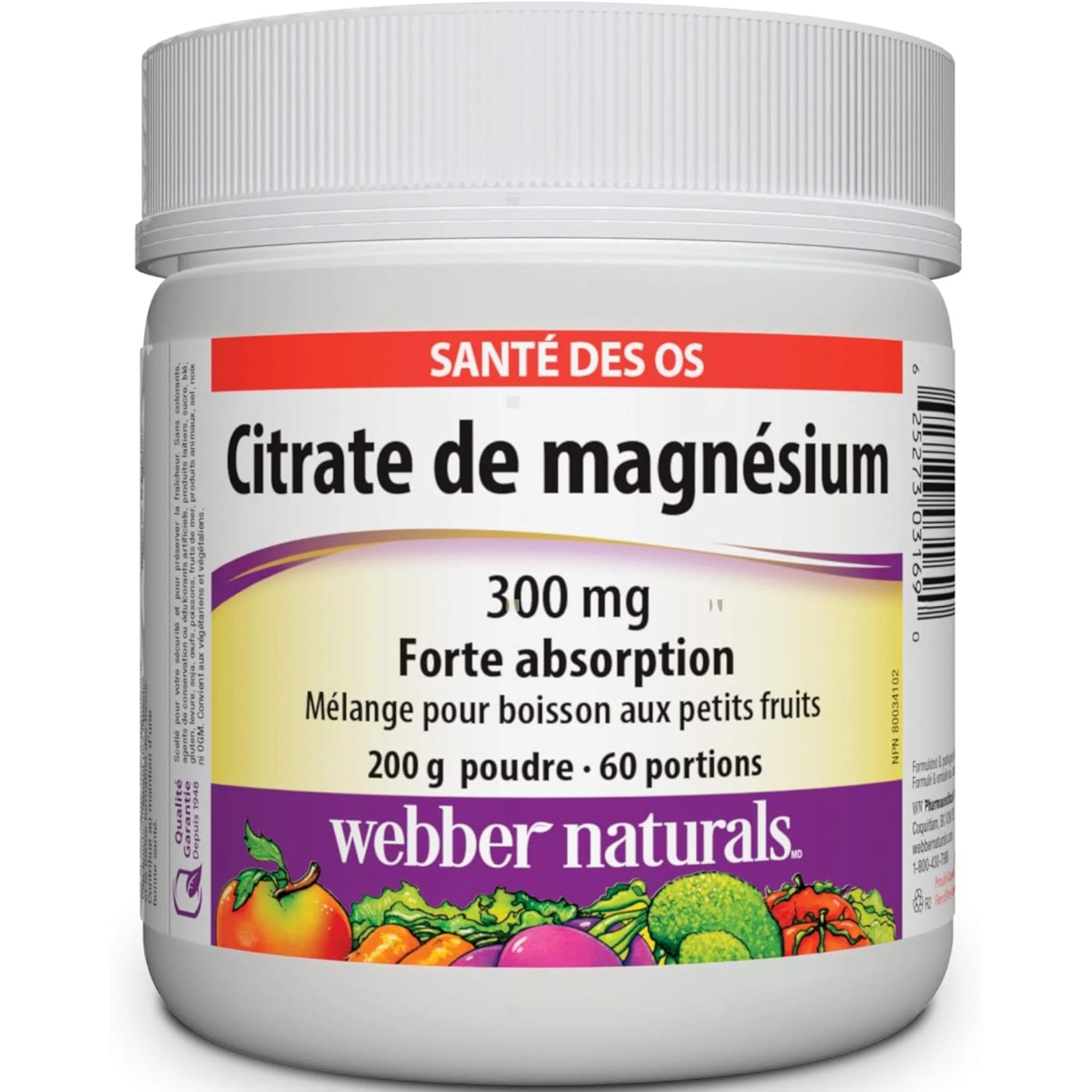 Webber Naturals Magnesium Citrate 300mg Powder, High Absorption, Supports Bone and Teeth Health, 200g - Image 2