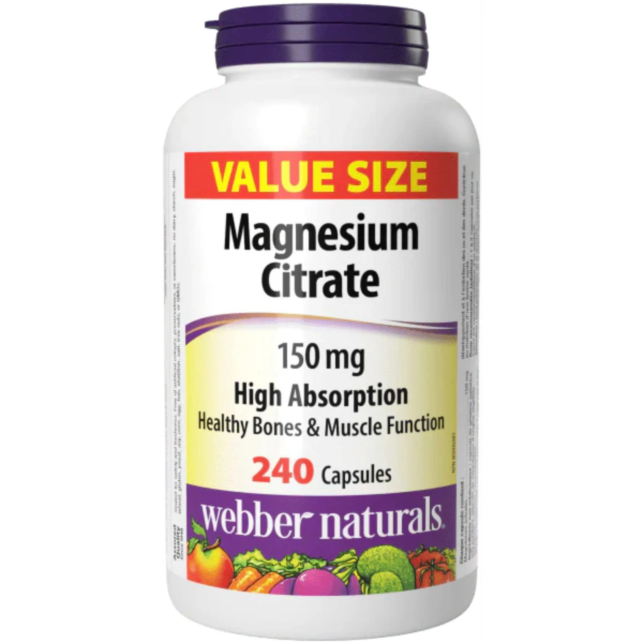 Webber Naturals Magnesium Citrate 150mg, High Absorption, 60-240 Capsules