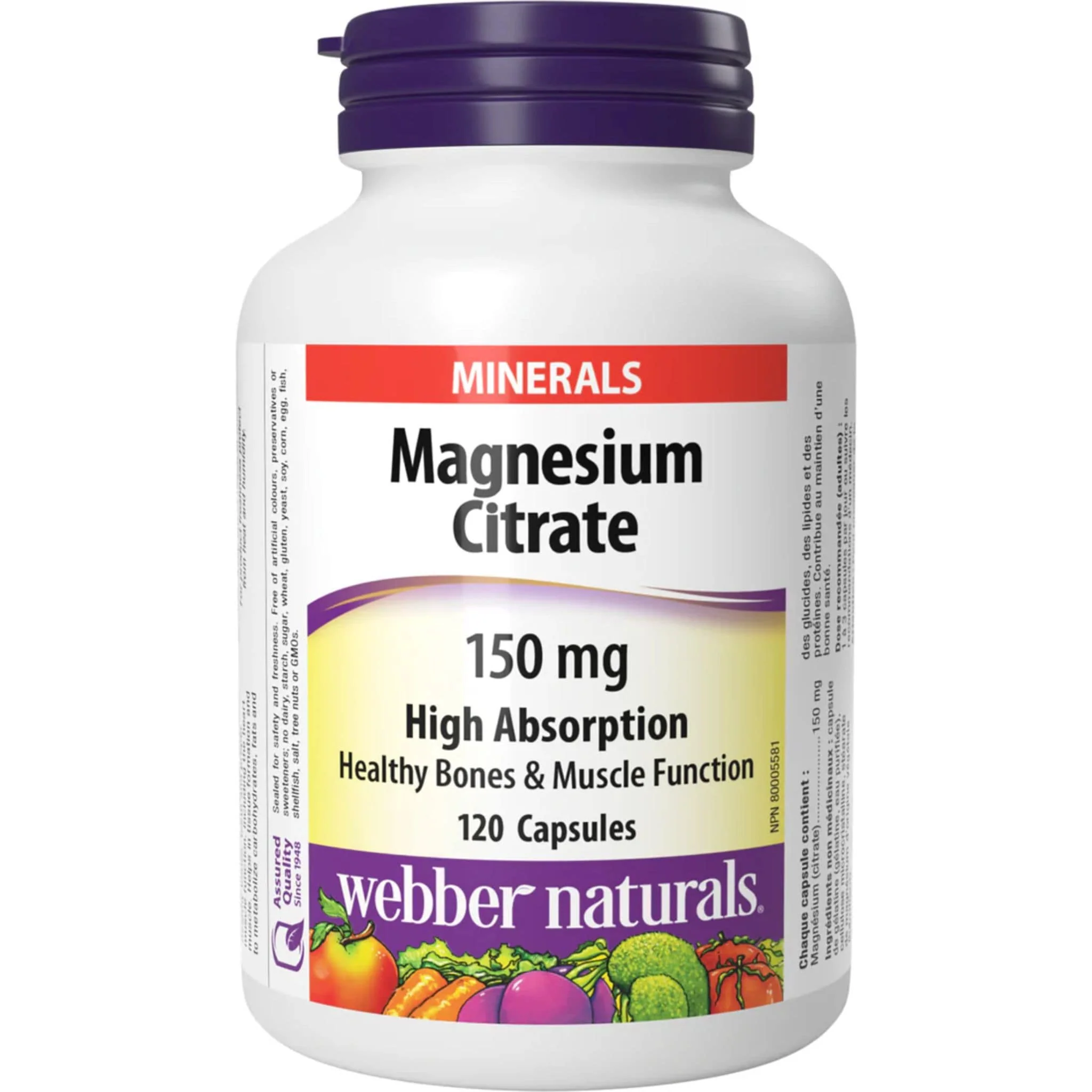 Webber Naturals Magnesium Citrate 150mg, High Absorption, 60-240 Capsules - Image 7