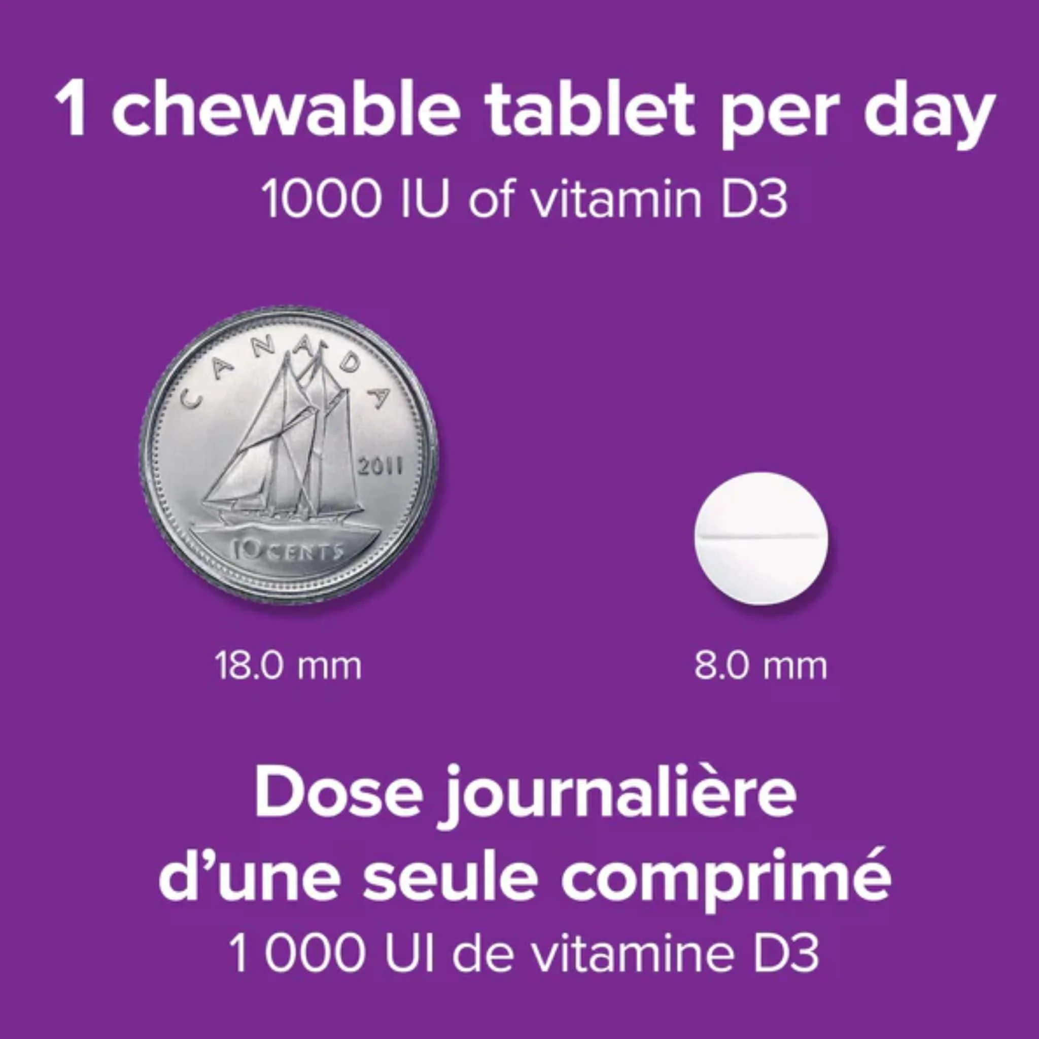 Webber Naturals Vitamin D3 Chewable, 1000 IU, 180 Chewable Tablets - Image 4
