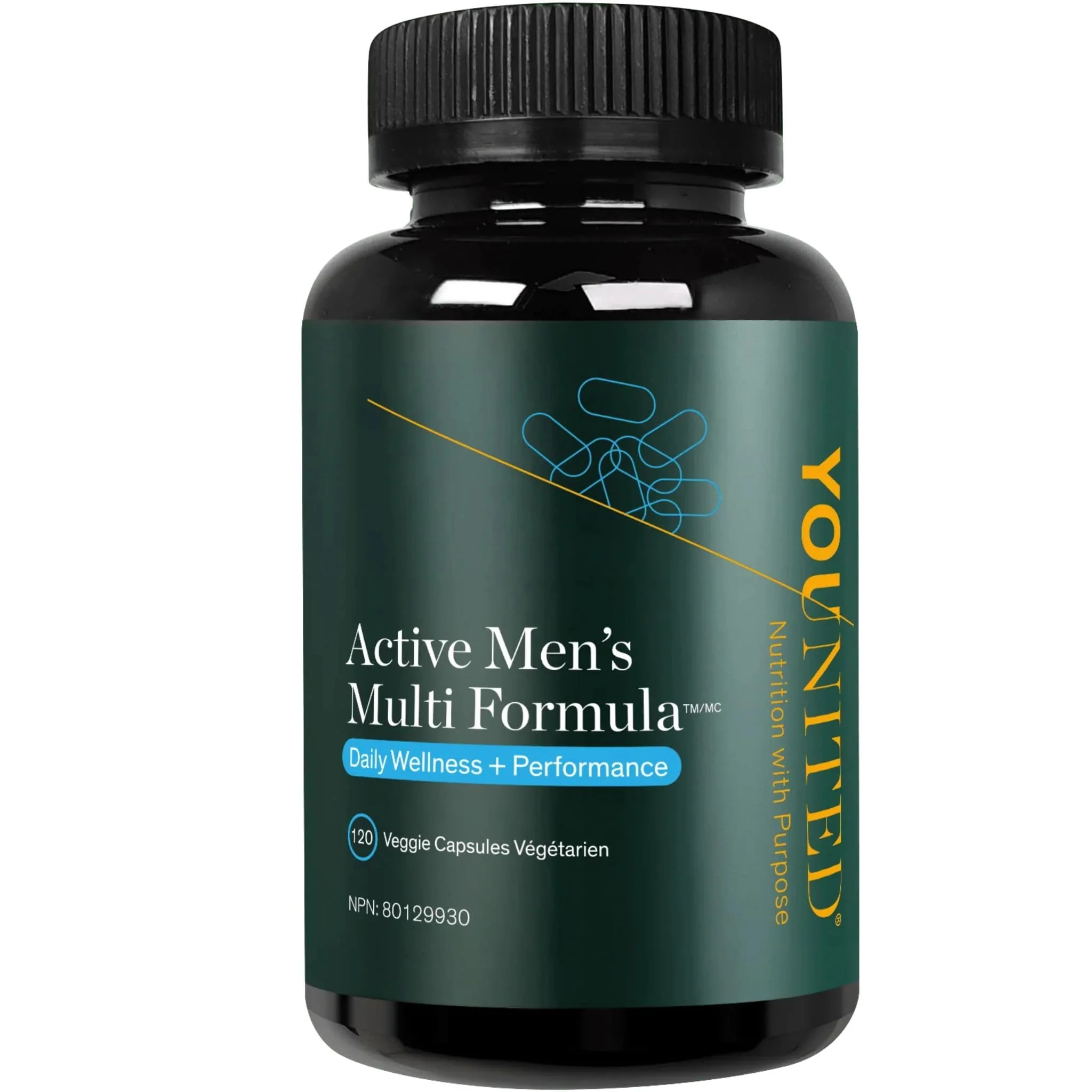 Younited Active Men's Multi, Daily Multivitamin for Men, Energy, Heart, and Prostate Support, 120 Vegetable Capsules - Image 2